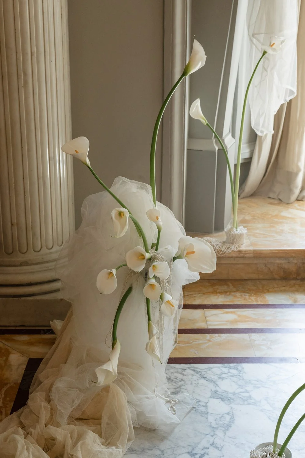 Bouquet carried through an Italian garden